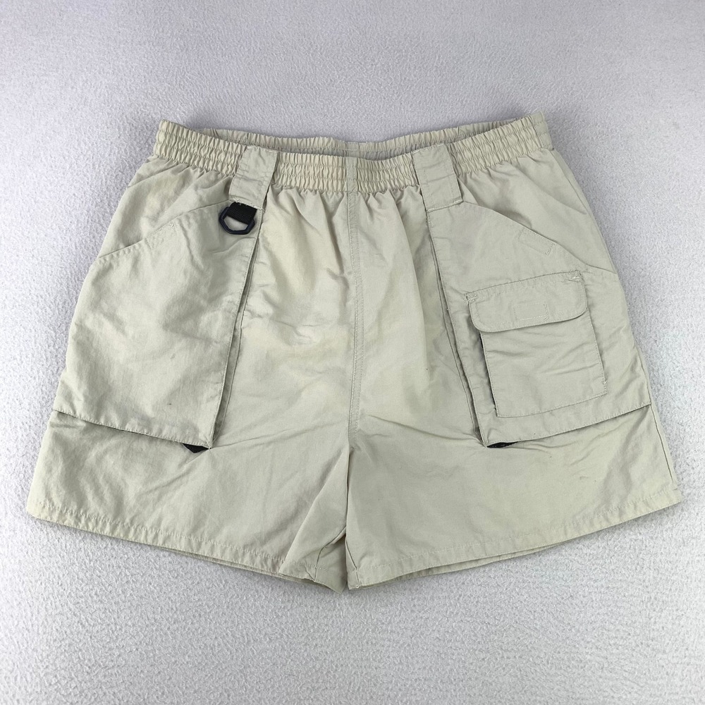 VTG‎ Bill Blass Cargo Shorts Mens XL Beige Gorpcore Nylon Mesh Lined Hiking